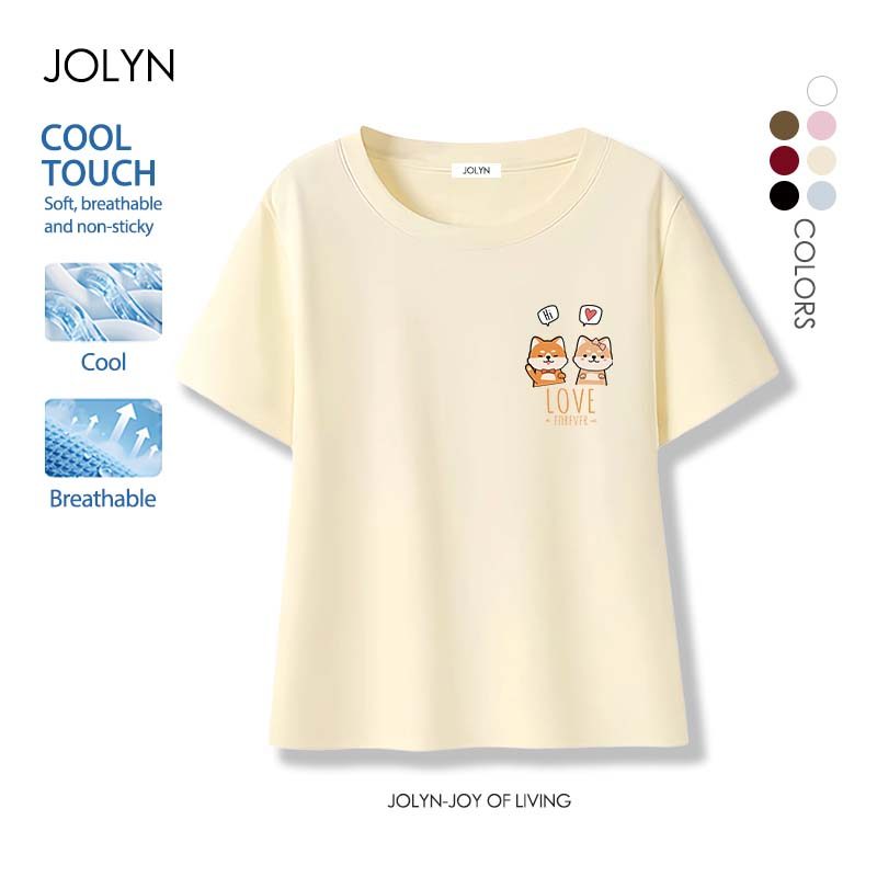 เสื้อยืดรัดรูป ผ้ายืด ดูผอมลง ใส่สบาย นุ่ม ไม่ร้อน พิมพ์สัตว์น่ารัก เรียบง่าย fashion สไตล์ลำลอง ฤดูร้อน (พร้อมส่ง)