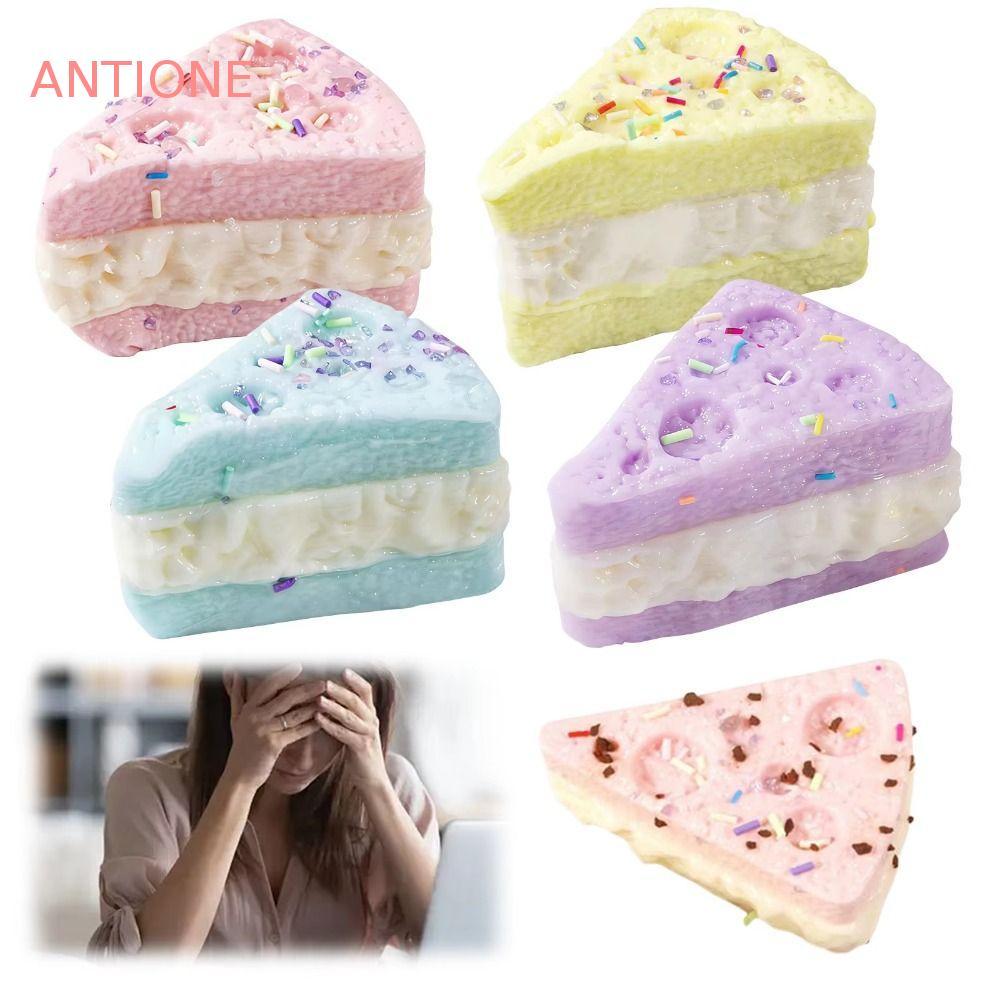 ANTIONE สามเหลี่ยมชีส Squeezable ของเล่น, แบบพกพา Creative สามเหลี่ยมเค้กหยิกของเล่น, ความแปลกใหม่ที่สมจริงช้า Rebound นุ่มช้า Rising Squishy ของเล่นมือผ่อนคลาย