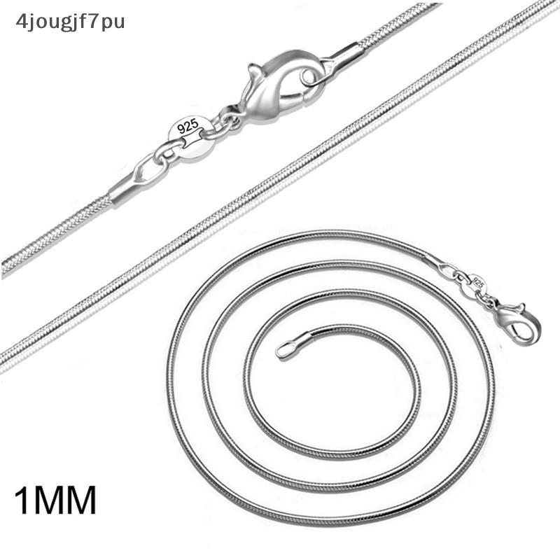 แฟชั่น925เงินสเตอร์ลิงแผ่นแสตมป์925สร้อยคอ1mm 16 "18" 20 "22" 24 "PUW
