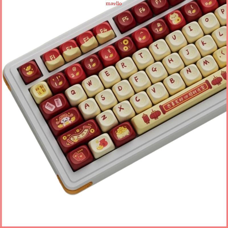 MAVLO 127 ชิ้น OQO ธีมตรุษจีน Keycaps 127 ชิ้นคีย์บอร์ด Keycap