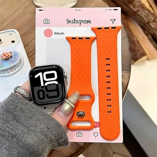 ลายจุดสีขาวเหมาะสําหรับ iwatchs11/10 สาย Apple Watch SE ซิลิโคน Applewatchs9/8/7