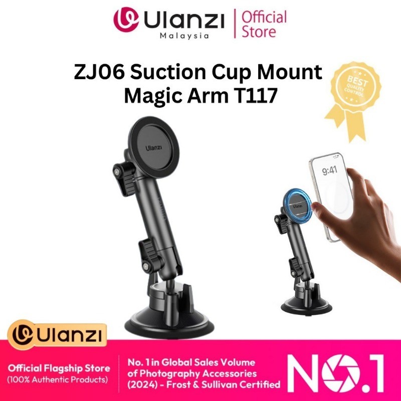 Ulanzi ZJ06 ถ้วยดูด Mount Magic Arm สําหรับ M@gSafe สมาร์ทโฟนสําหรับรถยนต์ Windows Tile Wall