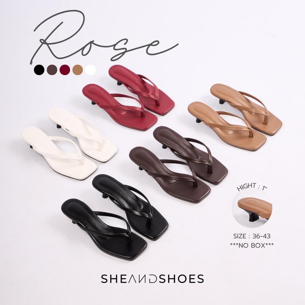 🧸 พร้อมส่ง🍒 ส่งด่วน ส่งทันที กทม. ROSE รองเท้าทรงคีบ ส้นสูง 1 นิ้ว [Sz.36 - 43] พื้นนุ่ม สายนิ่ม ***NO BOX***