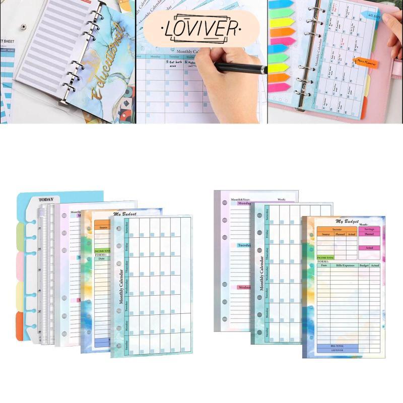 A6 Binder Planner ใส่, 6 แหวนหลวมกระดาษ Journal A6 กระดาษเติมสําหรับ Budget Planner Personal Organiz