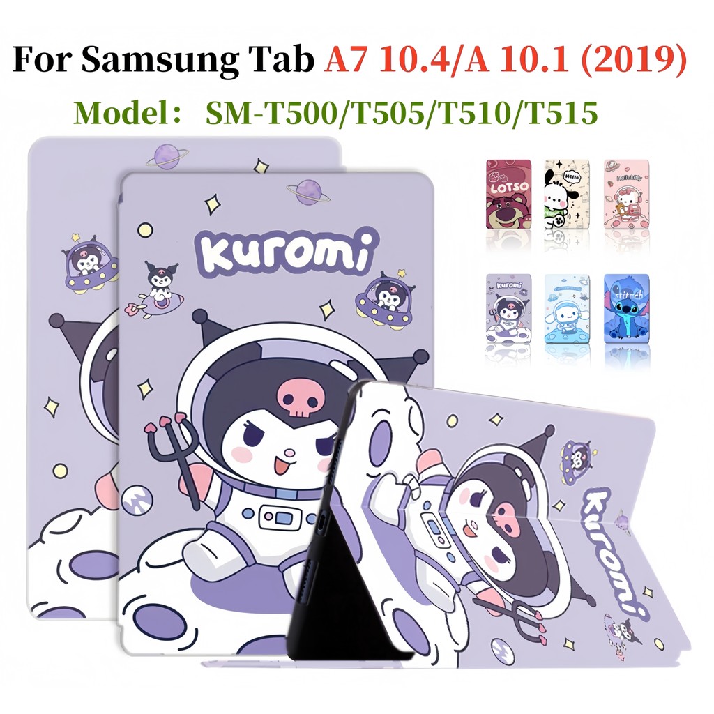 Sanrio Kuromi การ์ตูนสําหรับ SAMSUNG Galaxy Tab A7 10.4 2022 2020 10.1 2019 หนังสือสไตล์ Flip Stand 