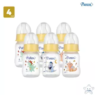 Pureen ขวดนมคอแคบ ทรงโค้ง 4oz. 8oz. แพ็ค 6 ขวด ลายลายมังกรน้อย YYUNG Kiddie Shop
