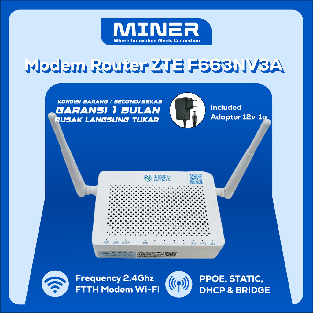 ZTE Xpon Epon Gpon ZTE F663NV3A ONT Modem Router พร้อมอะแดปเตอร์รับประกัน 1 เดือน