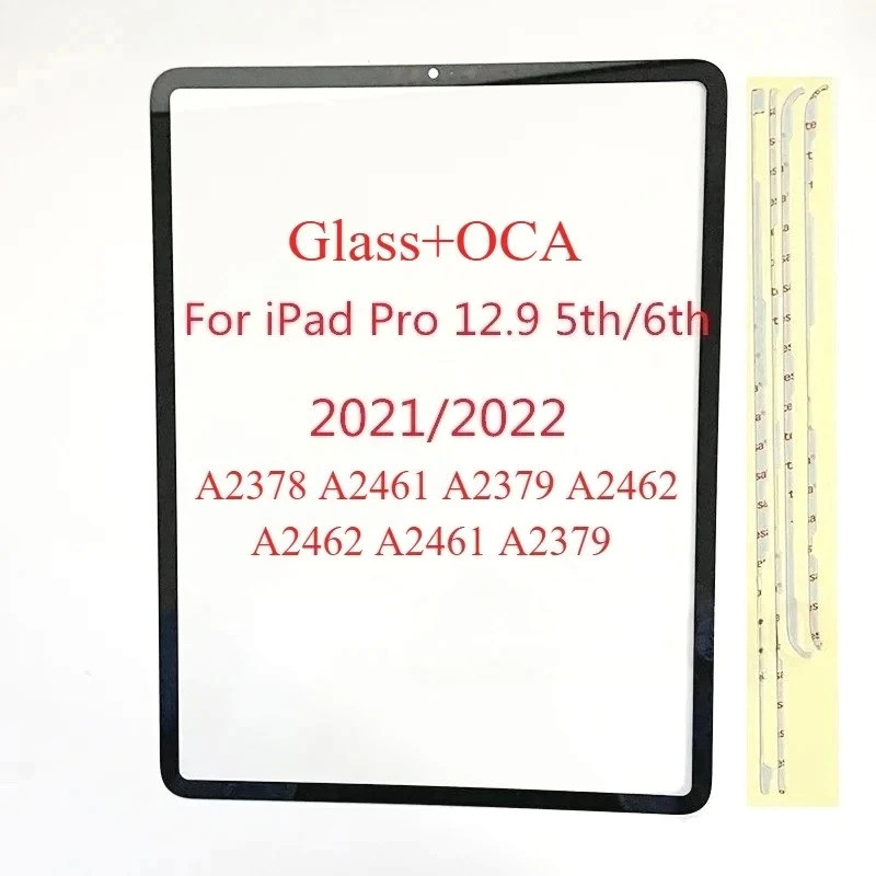 OEM ด้านหน้าหน้าจอด้านนอกกระจก OCA กรอบสติกเกอร์สําหรับ iPad Pro 12.9 5th 6th 2021 2022 A2378 A2461 