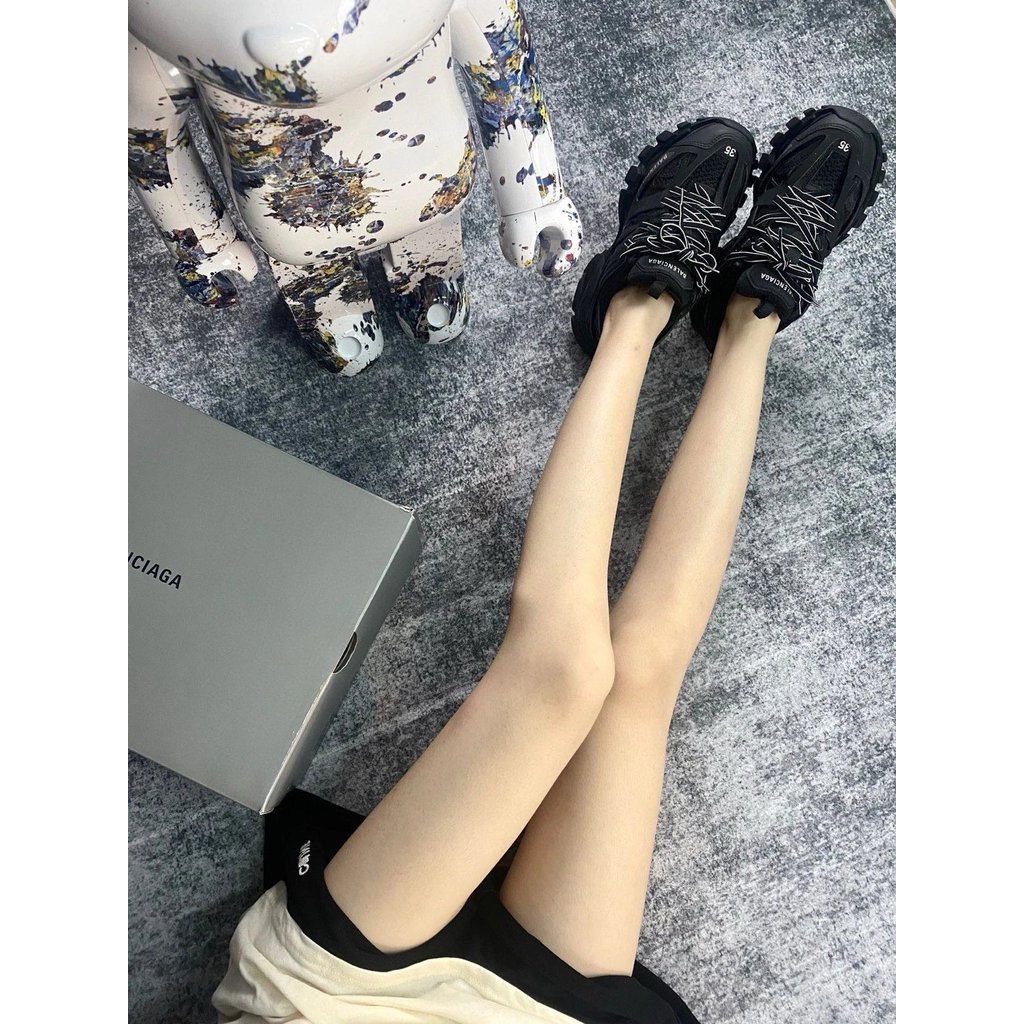 Balenciaga Track Paris Track1.0 Series ไนลอน Distressed Daddy รองเท้า Paris track3.0 Daddy รองเท้าสี