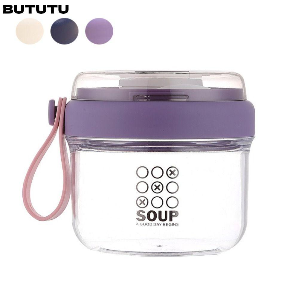 บูทูต ชามโยเกิร์ต,ซีล650มิลลิลิตรถ้วยอาหารเช้า,แบบพกพาป้องกันการรั่วนํามาใช้ใหม่ด้วยช้อนข้าวโอ๊ตภาชนะสําหรับข้าวโอ๊ตธัญพืชถั่วโยเกิร์ต