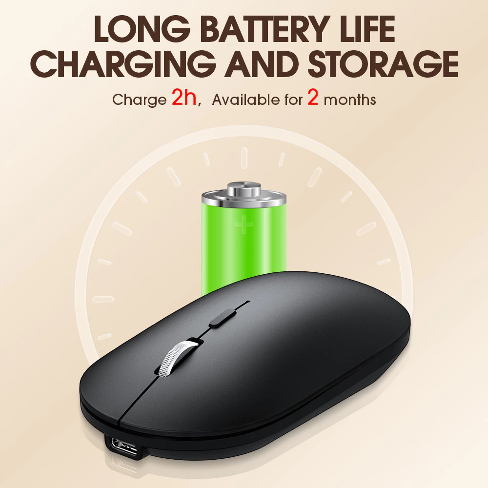 เมาส์ไร้สาย 2.4G บลูทูธ แบบชาร์จสองโหมด ปุ่มเงียบ สำหรับพีซี แล็ปท็อป แท็บเล็ต thumbnail 6