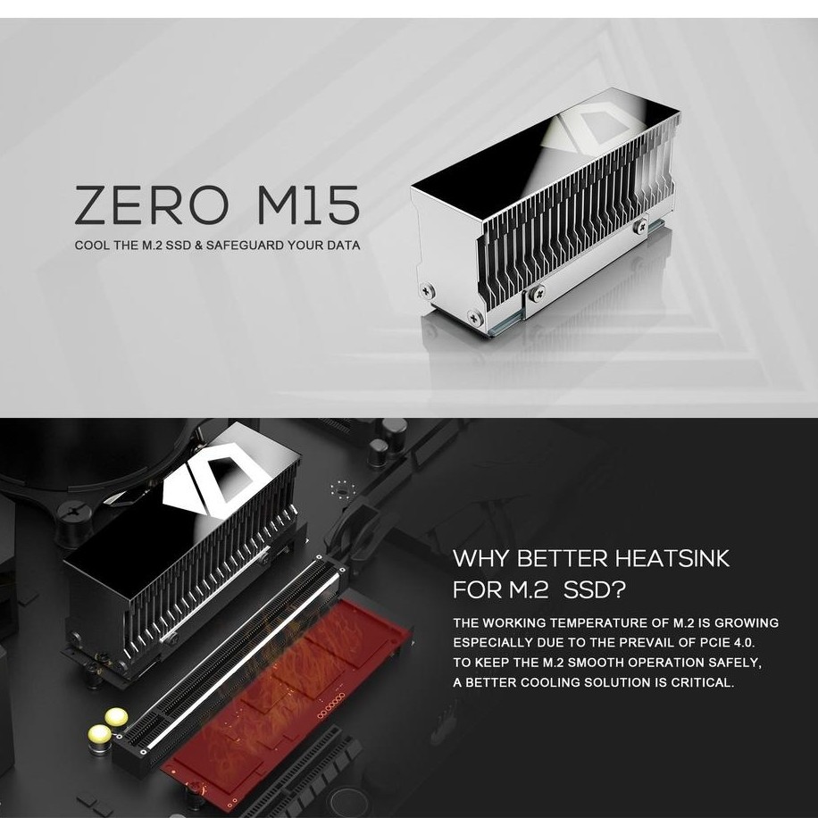 ID-COOLING ZERO M15 SSD NVMe M.2 2280 ฮีทซิงค์พรีเมี่ยมคูลเลอร์อลูมิเนียม