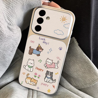INS เคสไอโฟน for Samsung A07 A17 A56 A55 A54 A36 A16 A05S S23 S24 S25Ultra S25FE สัตว์การ์ตูน หรูหรา วัสดุหนังแกะผสม