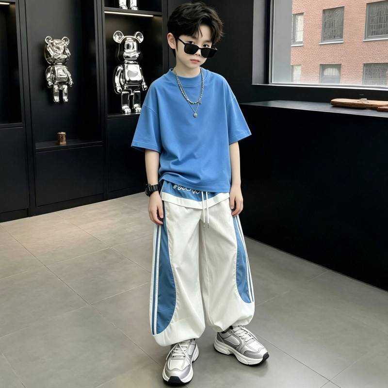 ชุดสูทเด็กชายฤดูร้อนสไตล์ใหม่ขนาดกลางขนาดใหญ่เสื้อผ้าเด็กแ รูปที่ 3