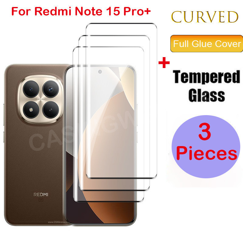 ป้องกันหน้าจอสําหรับ Redmi หมายเหตุ 15 Pro + Pro Plus POCO M8 Pro 5G 4G 2025 คลุมทั้งหมดโค้งกระจกนิรภัยขอบป้องกันฟิล์ม