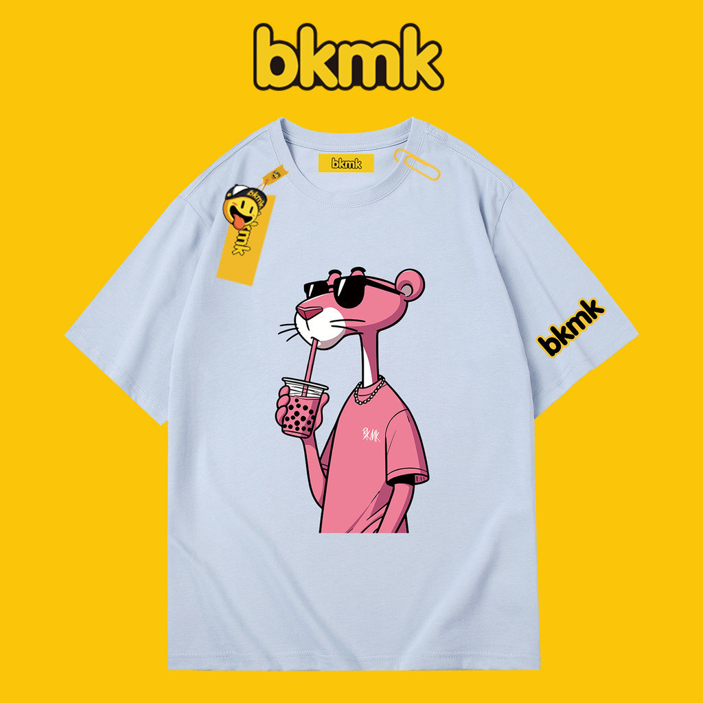 BKMK Base Retro Cartoon Leopard Graphic Tee Side Brand Letter Daily Outfit Men and Women 6.4