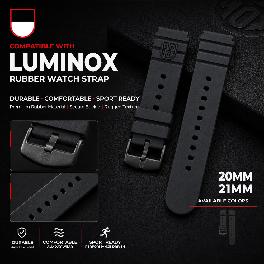 สายนาฬิกายาง 20mm 21mm สำหรับ LUMINOX 3001 0321 3400 3900 สายซิลิโคนดำน้ำ กันน้ำ ระบายอากาศ