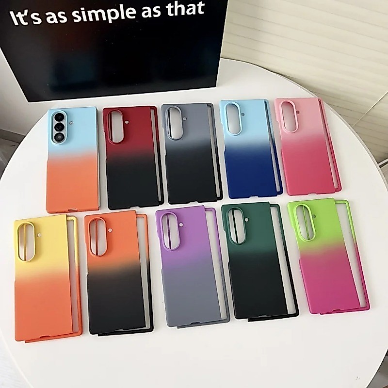 SAMSUNG Slim Gradient Matteเคสโทรศัพท์สําหรับSamsung Galaxy Zพับ 7 Zพับ 6 Zพับ 5 Z 4Z 3 กันกระแทกผิว
