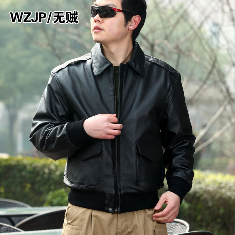 Thiefless WZJP American A2 Bomber Jacket Military Fan Retro Winter Thicken Quilted Leather Jacket หน