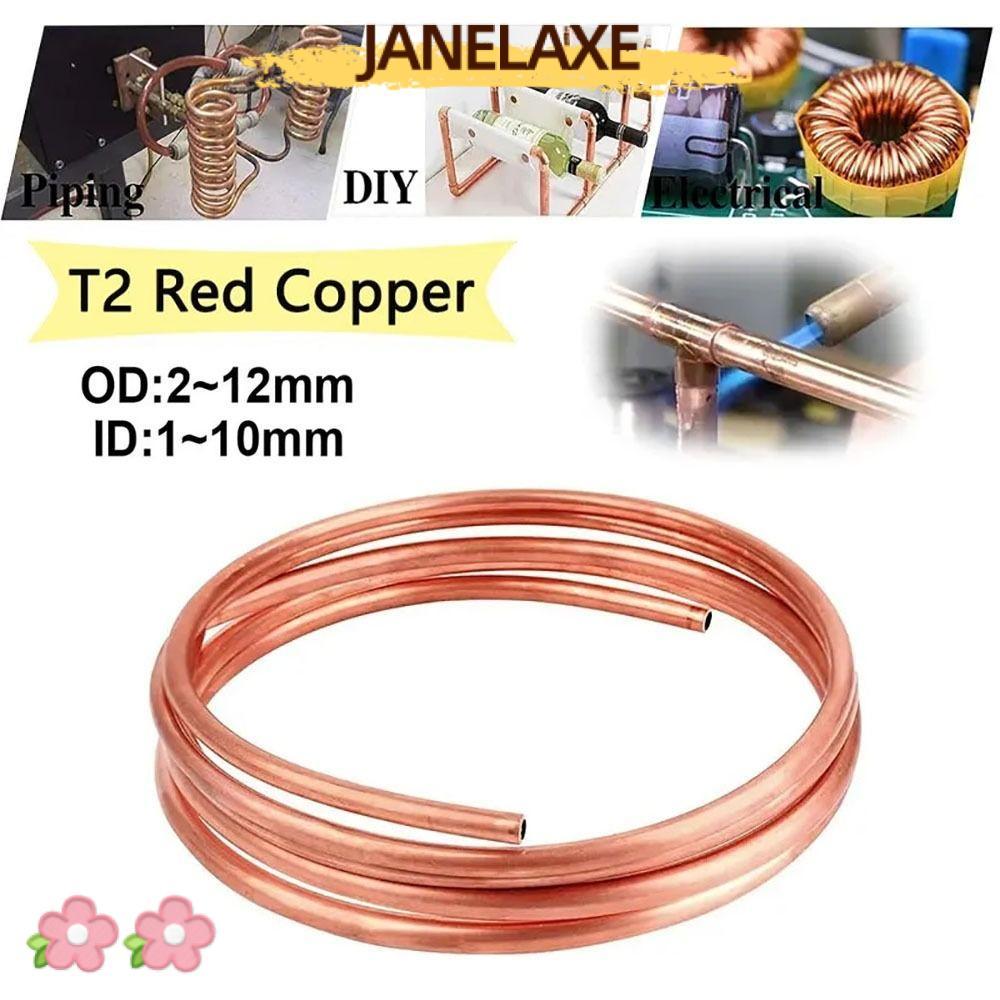 JANELAXE932JN 1 ชิ้น T2 ทองแดง,นุ่ม 99.9% ทองแดงบริสุทธิ์ท่อทองแดงม้วน, 1 เมตร OD 2-12 มิลลิเมตร ID 