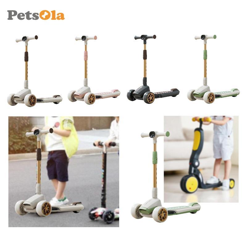 [PETSOLA] สกู๊ตเตอร์เด็ก 3 ล้อ Kick Scooter เพลงของเล่นพับได้ Push Scooter Flash Holiday