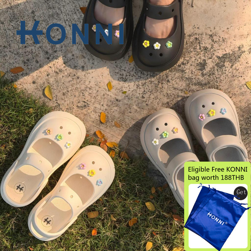 KONNI    รองเท้าแตะหัวโต  พร้อมส่งจากไทย แมรี่เจน  กันลื่น  พื้นสูง  EVA  รองเท้าหัวโต     พื้นสูง กันลื่น  โลลิต้า     มรี่เจนวินเทจ