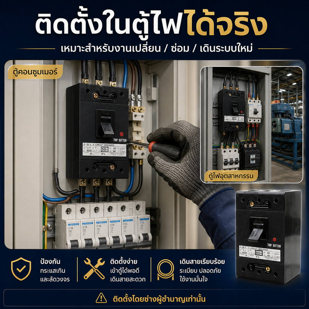 Nisshin Denko เบรกเกอร์ไฟฟ้า Circuit Breaker MCCB 2P 10A รูปที่ 5