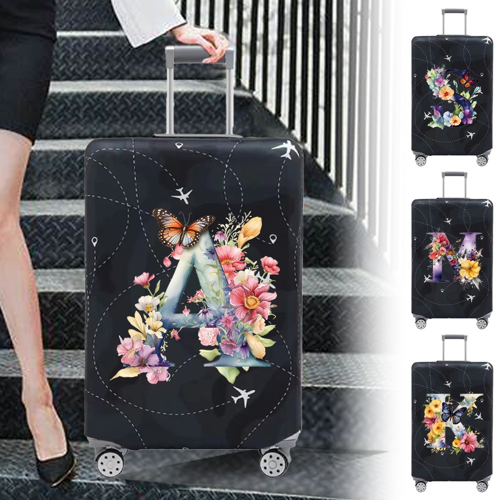 Luggage Cover Stretch Fabric SuitProtector Baggage Dust Cover Printing Butterfly Suitable 18-32 Inch