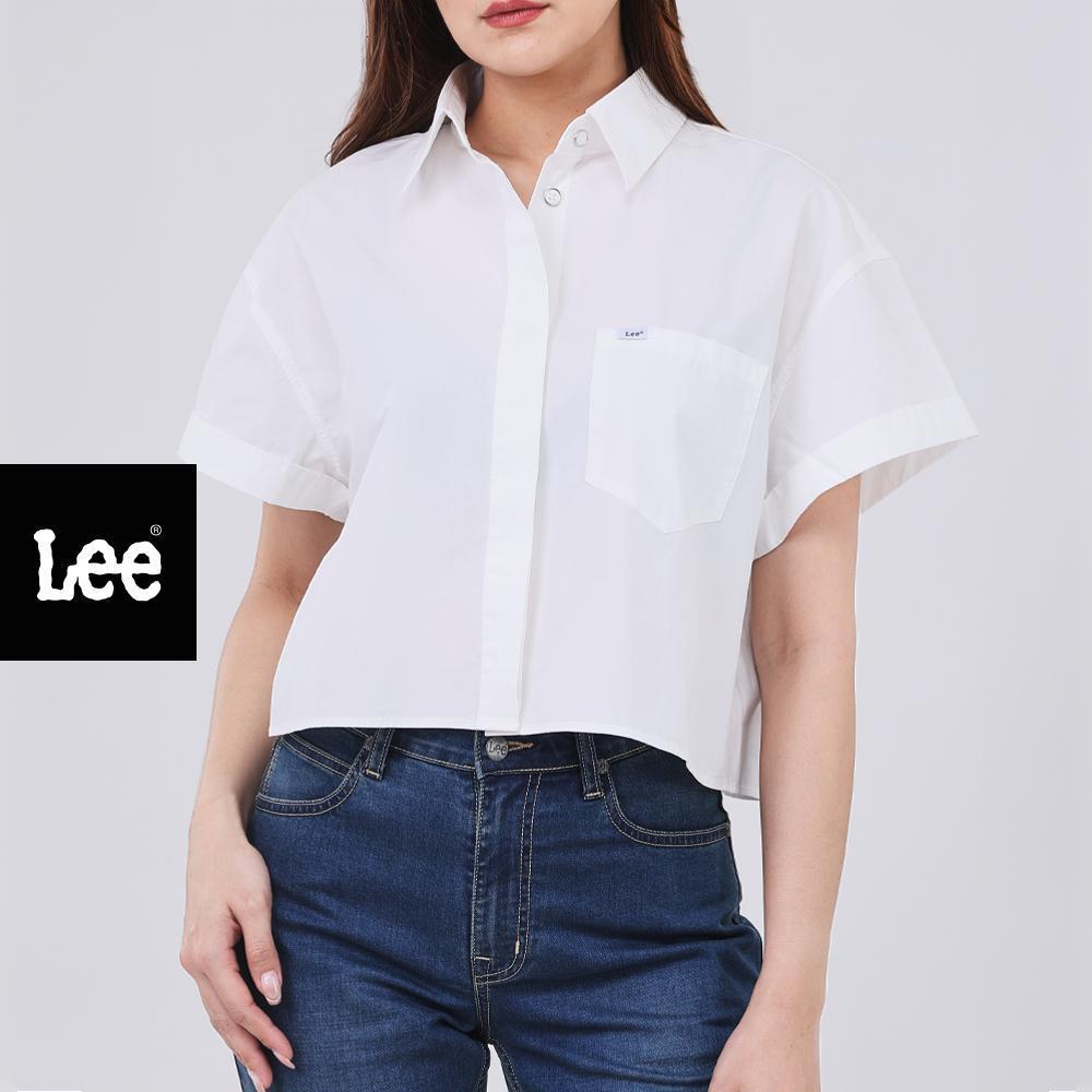 LEE เสื้อเชิ้ตแขนสั้นผู้หญิง คอลเลคชั่น Denim Obsession รุ่น LE F325WSHSN33 สีขาว