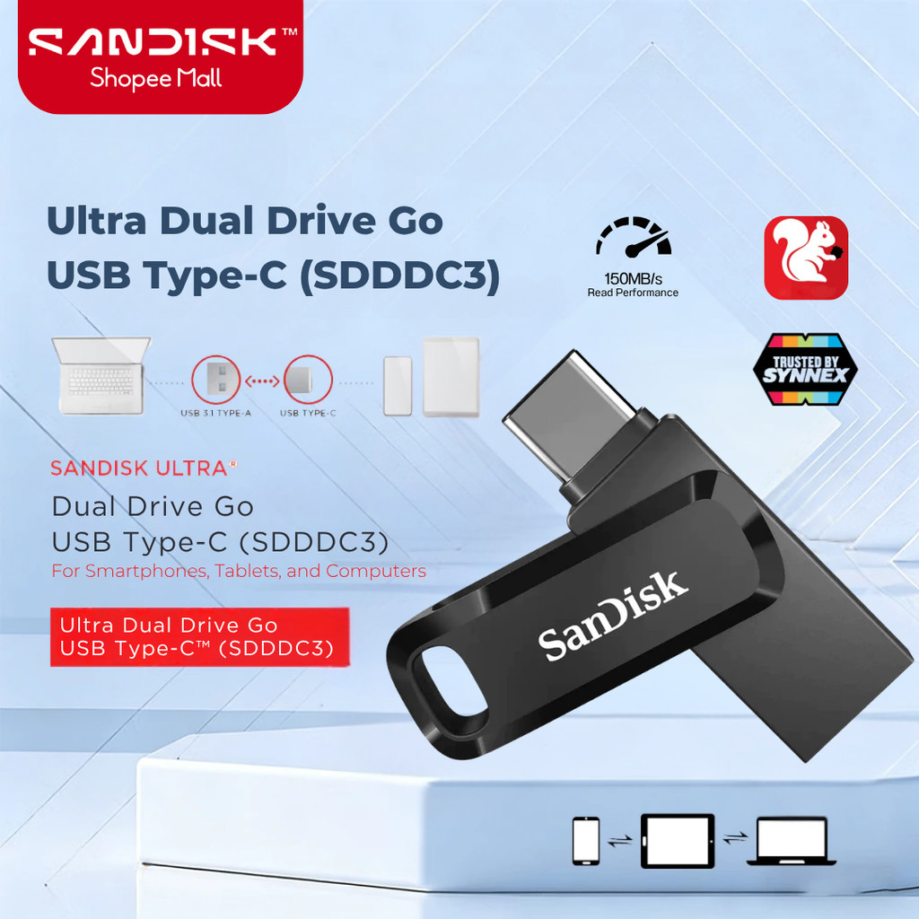 SanDisk Ultra Dual Drive Go 256GB USB3.1 Gen1 Flash Drive TypeC Speed 400mb/s(SDDDC3-256G-G46)แฟลชไดรฟ์ ประกัน 5ปีSynnex