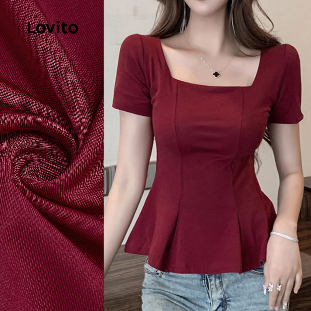 B158-NOV25-B-2-เสื้อยืดคอเหลี่ยมเอวแคบ-เรียบหรู-TSB158P2D1044