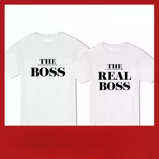เสื้อยืดคู่รัก The Boss & The Real Boss สไตล์คัพเพิล