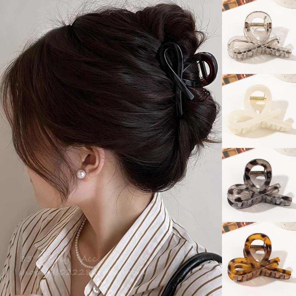 Acrylic Bow Tie Shark Clip Temperament Simple and High-end Female 2024 New Hair Accessories