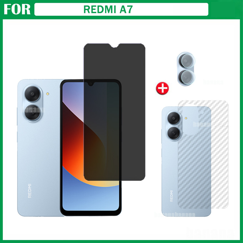 Redmi A7 กระจกนิรภัย Redmi A7 Pro A5 Poco C85X C81X C71 Anti-Spy กระจกนิรภัยป้องกันหน้าจอ+ฟิล์มเลนส์กล้อง+ฟิล์มด้านหลัง