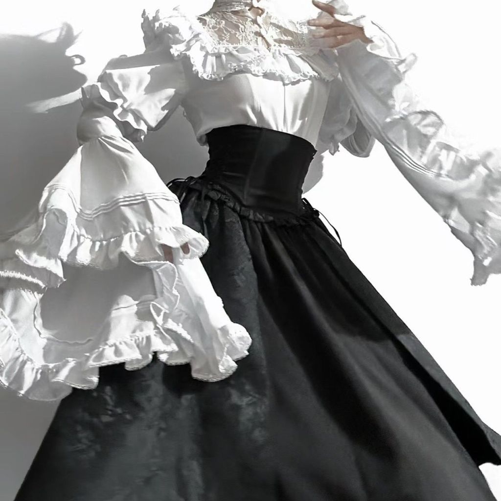 นาง Lolita Lolita Gothic สไตล์ Lolita กระโปรงยาวเสื้อเจ้าหญิง sk Gorgeous Elegant