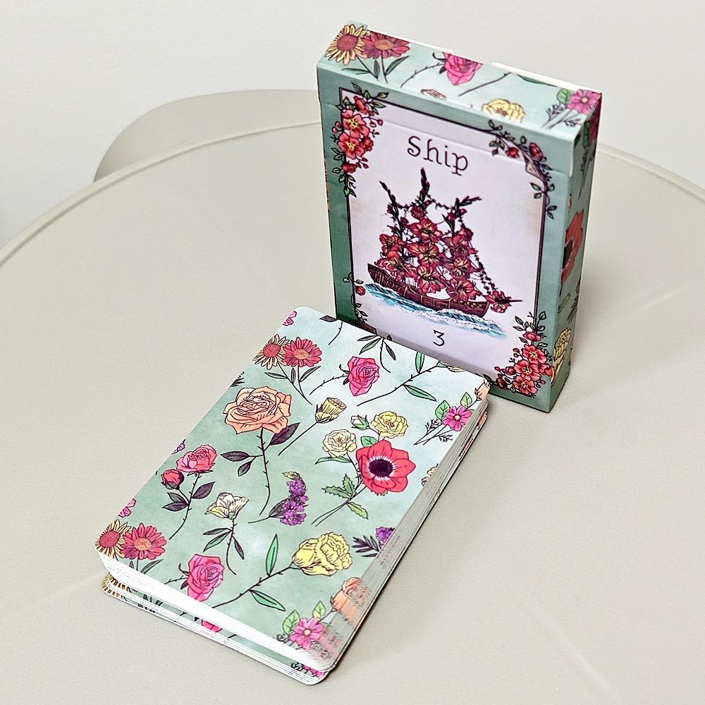 Floraneum Lenormand Tarot Oracle 9*6 ซม.36 การ์ด Lenormand ภาพประกอบประดับด้วย F