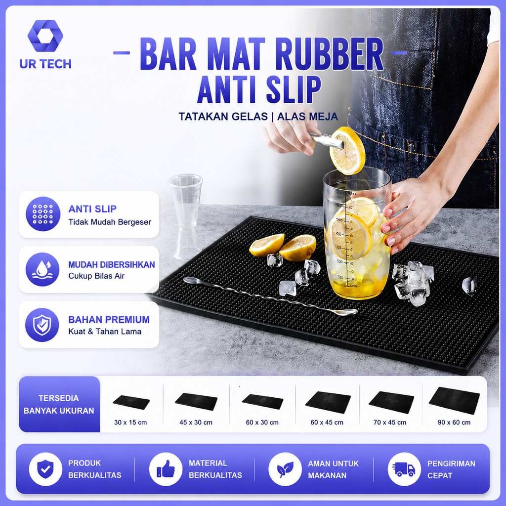 UR Tech Bar Mat Coaster Table Mat Bar Mat Rubber Spill Proof Soft Antislip