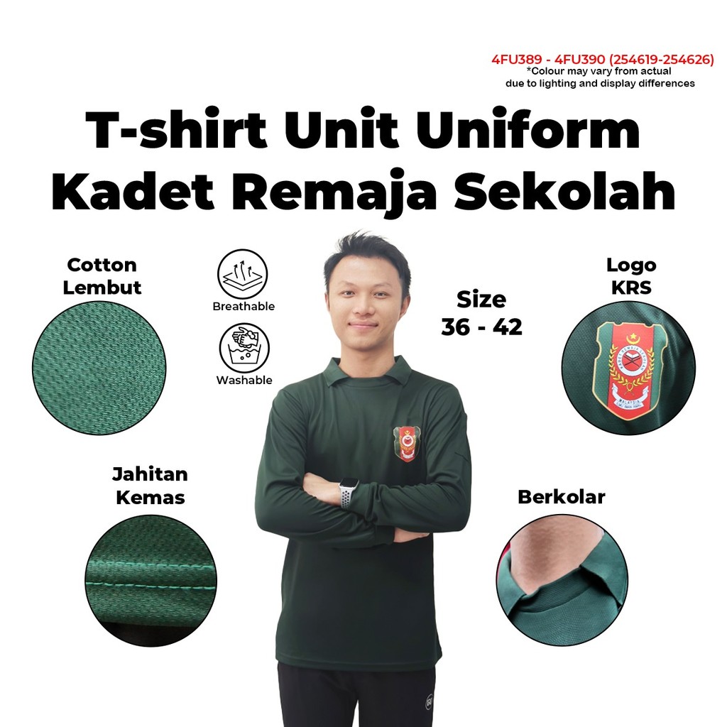 เสื้อยืดคอปก Katese Remaja (KRS) ชุด Sekolah แขนสั้น & แขนยาว Baju ชุด Pelajar 4FU389&4FU390