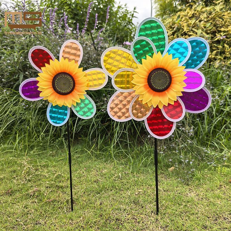 Tt 1 ชิ้นดอกทานตะวัน Rainbow Wind Spinner สีสันกลีบ Windmill ตกแต่ง Stake เครื่องประดับสําหรับ Yard Garden สนามหญ้าตกแต่งปาร์ตี้กลางแจ้ง mbn