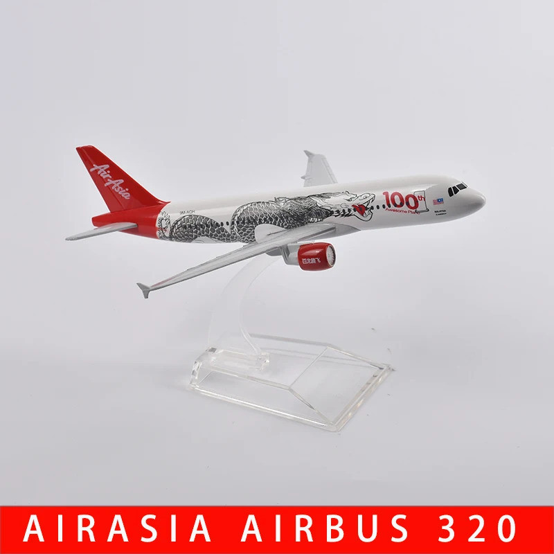 JASON TUTU 16 ซม.Asian Air Asia เครื่องบินรุ่น Airbus 320 เครื่องบินรุ่นเครื่องบินDiecast โลหะ 1/400