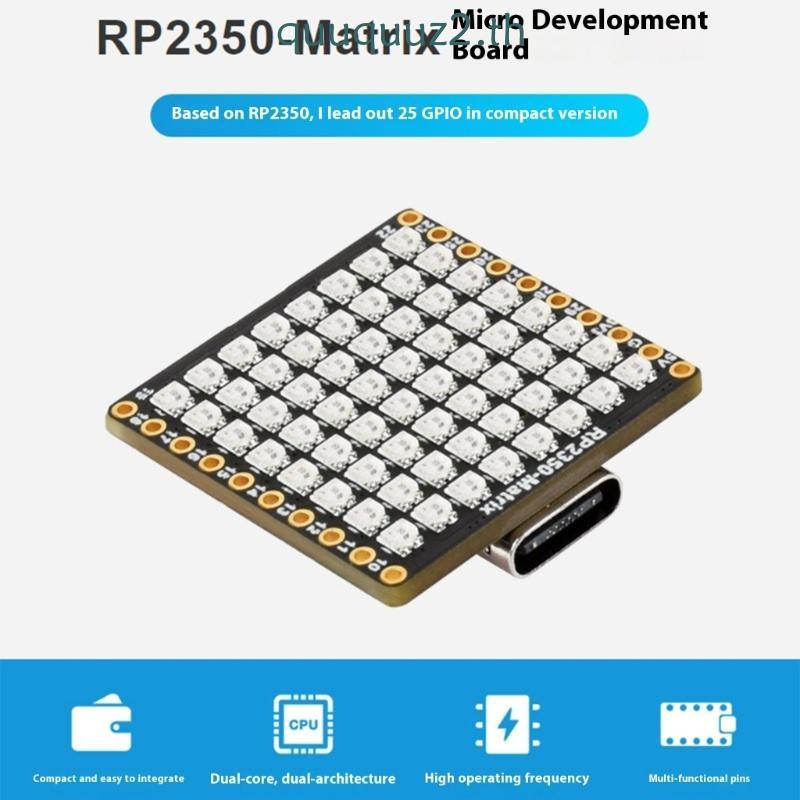 Quu RP2350 Development Board 8x8 LED QMI8658 6 Shaft Sensory สําหรับจอแสดงผลแบบไดนามิก Motion Tracki