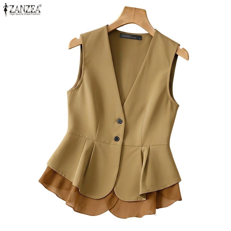 ZANZEA เสื้อกั๊กลําลองคอวีแฟชั่นเกาหลีสําหรับผู้หญิง