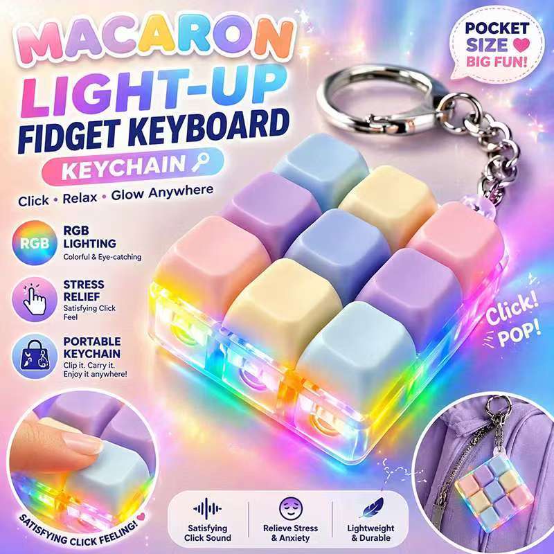 【🇹🇭พร้อมส่ง】ความเครียดบรรเทาคีย์บอร์ดพวงกุญแจแกนเครื่องทดสอบ LED RGB LIGHT Fidget ผ่อนคลาย DIY ปุ่ม Keycap Fidget ของขวัญ