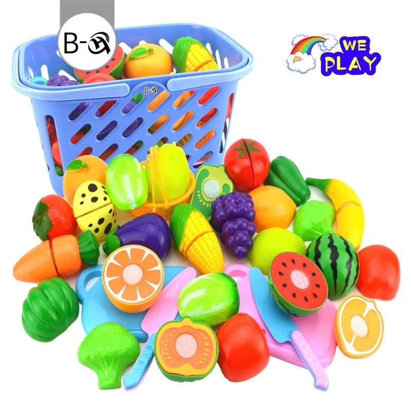 BHQ 23PCS ของเล่นผักและผล เด็กตัดผลไม้ ของเล่นเด็ก ของเล่นผลไม้ ผลไม้ปลอม ผักปลอม