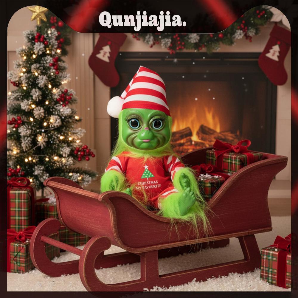Grinch ตุ๊กตาคริสต์มาสตุ๊กตาตุ๊กตามอนสเตอร์สีเขียวเด็ก Xmas Decor