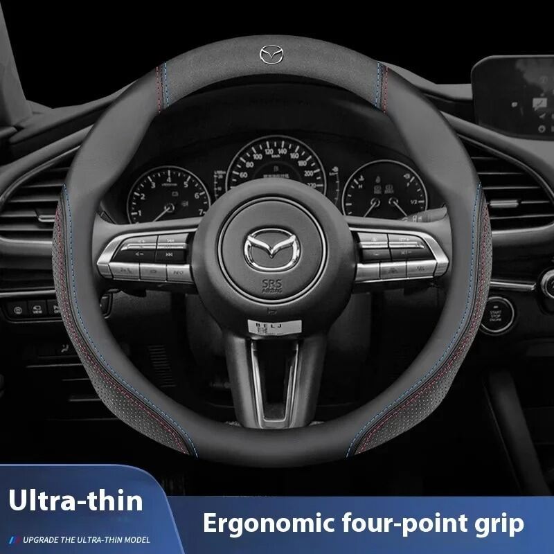 หนังนิ่มพวงมาลัยรถกีฬาสไตล์สําหรับ Mazda 3 5 6 MX5 BT50 CX30 CX5 CX7 CX8 CX9 RX7 RX8