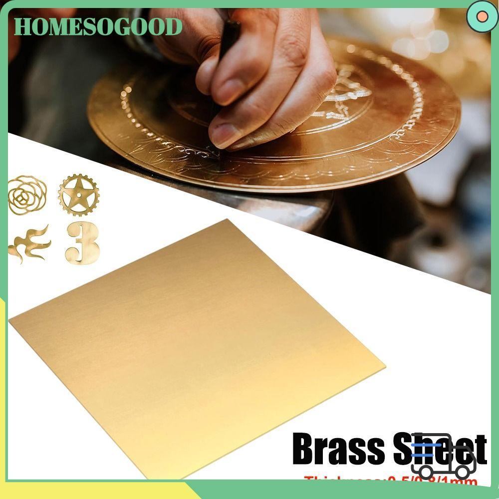 HOMESOGOOD แผ่นทองเหลือง, 0.5 มม. 0.8 มม. 1 มม. หลายขนาดแผ่นทองเหลือง, ทองแดง DIY รุ่น