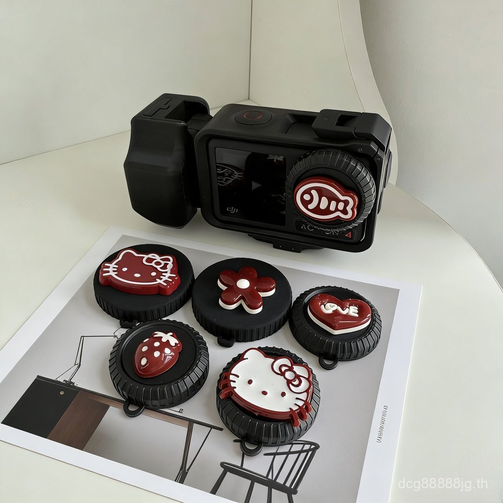 เหมาะสําหรับ DJI action6/5pro/4/3 นุ่มน่ารักการ์ตูนเลนส์หมวก Anti-Collision เลนส์หมวก Anti-Lost เชือ