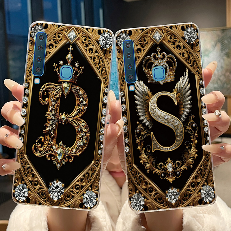 สําหรับ Samsung Galaxy A9 (2018) SM-A920F ใหม่แฟชั่น Retro จดหมายเริ่มต้นคู่เคสโทรศัพท์โปร่งใสปลอกซิลิโคนอ่อนนุ่ม