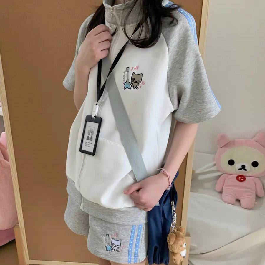 ผู้หญิง Y2K Subculture Zipper เสื้อยืด High Street เสื้อยืดแขนสั้น